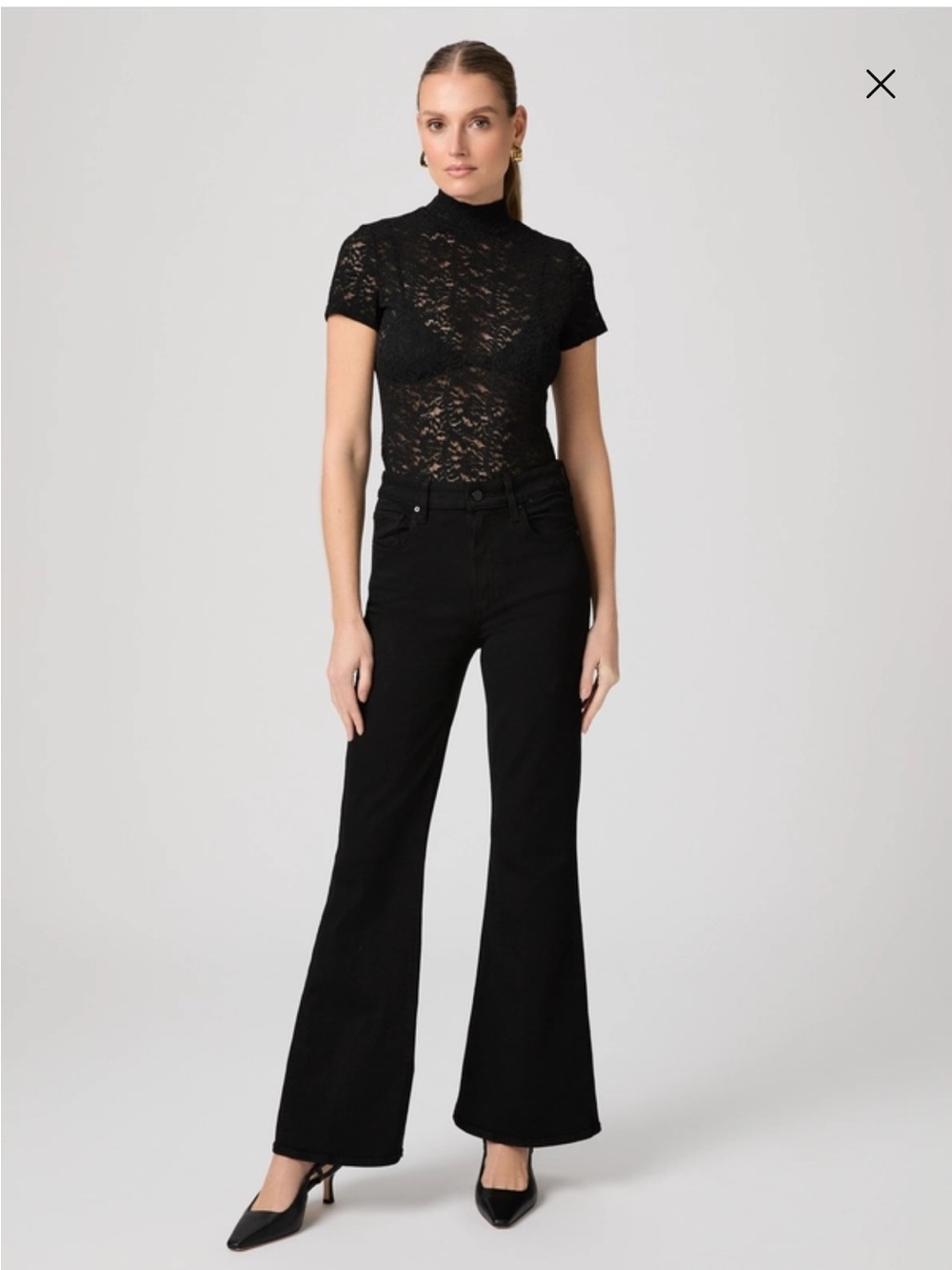 Paige Marlow skimmer high rise wide leg jeans new 26 black